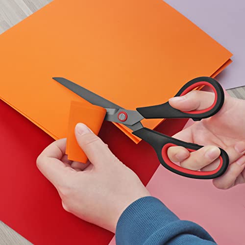 Image of KUONIIY Ultra Sharp Titanium Coated Scissors with Comfortable Multi Purpose Handles, Red Black, 8.4 inch