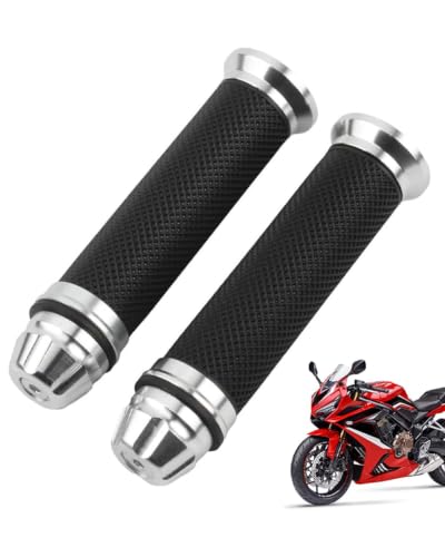 GVOXIS Par de Puños de Manillar para Moto Antideslizantes Universal de Aluminio y Goma Puños Moto Quad Scooter para Moto Carretera Moto Clasica con Diseño Ergonómico y Absorción de Vibraciones