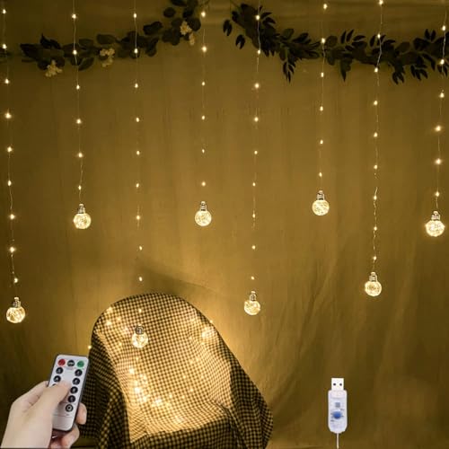 Best Janmashtami Decorations from Amazon India 66 XERGY Wishing Ball Curtain Lights 200 LED Window Curtain String L...