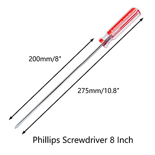 Image of Phillips Screwdriver 8 Inch, Long Screwdriver #1 Extra Long Shaft Cross Head Screwdriver