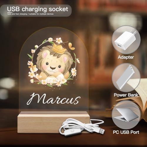 Lámpara de noche personalizada león para niños miniatura 4