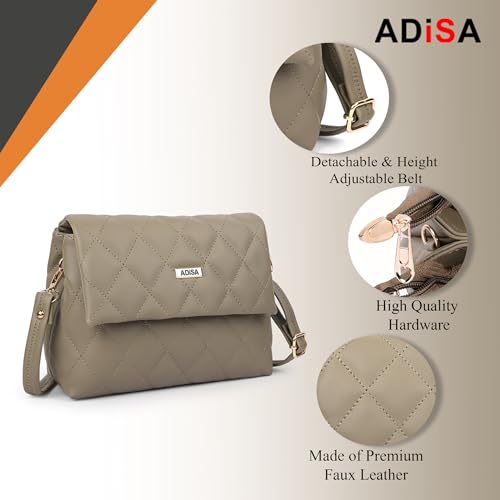 Image of ADISA Women's Girls Quilted Cross Body Sling Bag with Height Adjustable Belt (SL5169)