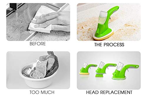 Dish Brush With Soap Dispenser/spray- Includes Grout Brush, Sponge & Microfiber Cloth Can Be Use For Kitchen Pan, Pot, Sink, Dish Washing, Bathroom, Bathtub As Well As A Window Cleaning Tool