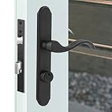 ReigaHood US Flat Slot Storm Door Handle Complete Set Fits for Larson and Wright Screen Door Hardware, 2-1/2' Handle PZ, 7/8' Backset, 7-1/4' Trimplate H.C., Non-Handed, Matte Black