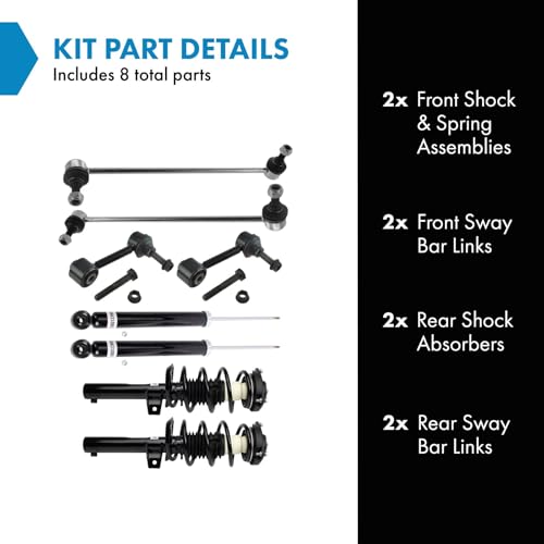 Image of TRQ Front and Rear Suspension Kit Complete Strut & Coil Spring Assembly Shock Absorber Sway Bar Stabilizer Link Compatible with 2009-2017 Volkswagen Tiguan 2017-2018 Tiguan Limited