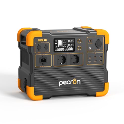 PECRON E1500LFP Générateur Solaire Portable 2200W - Station Électrique 1536Wh Extensible à 7680Wh, Batterie LiFePO4 4400W Pic - Pour Camping, RV, Extérieur