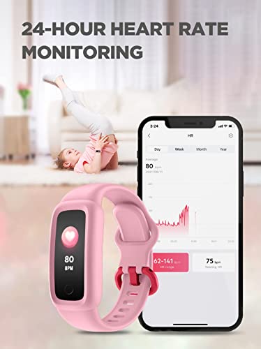Biggerfive Vigor 2 Kids Fitness Tracker Watch For Girls Boys Ages 5-12, Ip68 Waterproof, Activity Tracker, Pedometer, Heart Rate Sleep Monitor, Calorie Step Counter Watch #TOP3