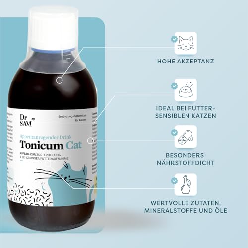 Dr. SAM Tonicum Cat Astronautenkost – flüssige Aufbau-Kur bei Appetitlosigkeit, mit Vitaminen, Proteinen & Spurenelementen, unterstützt Katzen nach Krankheit, OP oder Magen-Darm-Beschwerden, 280ml