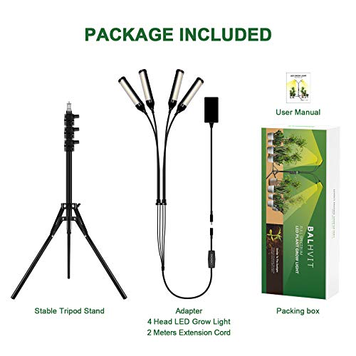 Grow Light with Tripod Stand, Balhvit 288PCS LED Grow Lights for Indoor Plants Full Spectrum with 3/6/12H Memory Timer & 6 Dimmable Levels, Sunlike Floor Plant Light for All Growth Stages - Thumbnail 6
