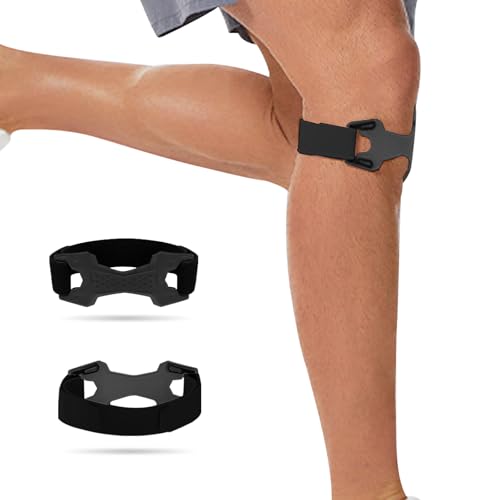 Image of 2 Pack Patellar Tendon Support Strap,Adjustable Silicone Patella Knee Strap for Knee Pain Relief,Knee Bands for Basketball, Tendonitis, Running, Tennis, Jumpers, Squats(Black)
