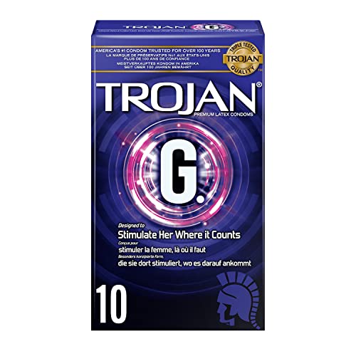 Trojan G Spot Preservativos acanalados para maximizar su placer, con látex, paquete de 10