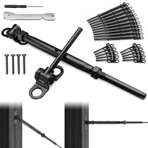 BLIKA 10 Pair 1/8 Black Cable Railing Kit Swage Toggle Turnbuckle Hardware Adjustable Angle T316 Stainless Steel Cable Railing Kits for 2x2 4x4 Wood Posts Black Deck Railing Kit for Stairs