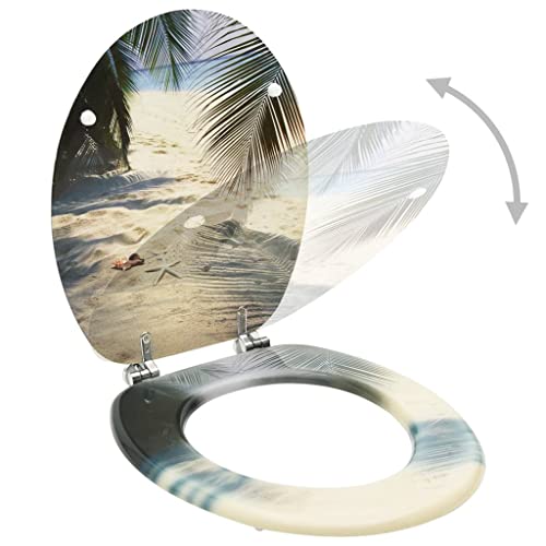 Abattants WC MDF lot de 2 avec couvercle décor plage