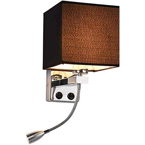 Applique murale LED noire style américain pour lecture au lit