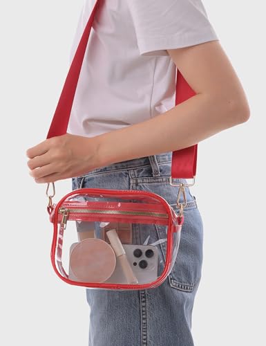 Image of Fibrdoo Clear Bag Stadium Approved, Leather Clear Crossbody Purse Bag for Concerts Sports Events Festivals