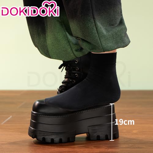 KIRA KIRA Women Cosplay Props 19cm/7.5in Heightening Shoes Black Invisible Thick-Soled Wedge High Heel Boots2