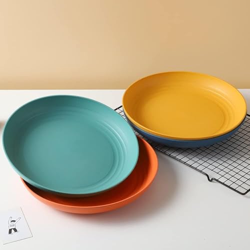 Image of Wheat Straw Dinnerware Sets for Salads, Fruits, Rice, Noodles, Dining Table Meals, Wedding, Halloween, Pasta, Sandwich, Dessert, Salad, Appetizer Dishwasher Safe (20cm+23cm, Green, Pack of 4)