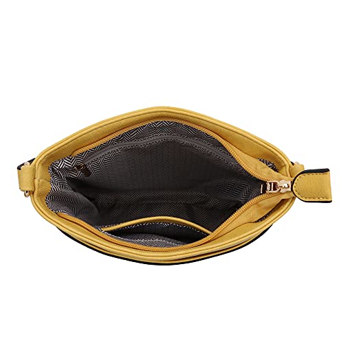 Image of Medium Size Solid Modern Classic Crossbody Bag with Gold Plate