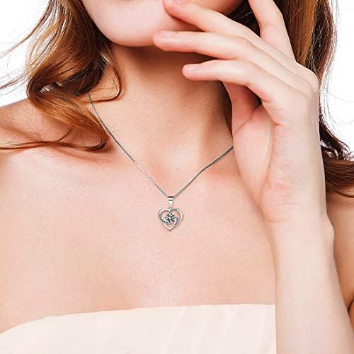 Meyiert Necklaces for Women 925 Sterling Silver Cubic Zirconia Heart Crazy Love Pendant Necklace