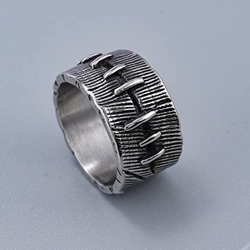 PAMTIER Unisex Stainless Steel Vintage Punk Non-mainstream Stitch Shape Finger Ring Diablo Style2