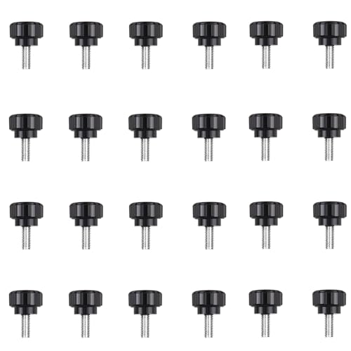 24 Pcs M4 x 10mm Threaded Knurled Thumbscrew, Monitor Screws Vesa Mount Screws Carbon Steel Clamping Knobs Grip Thumb Screw(Black)