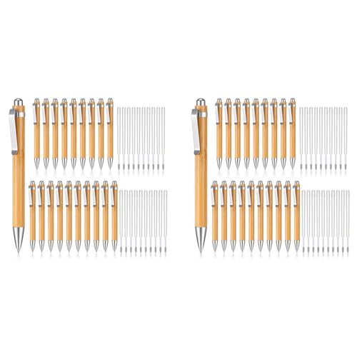 Stylos à bille rétractables en bambou pour écrire sans panne d'encre noire