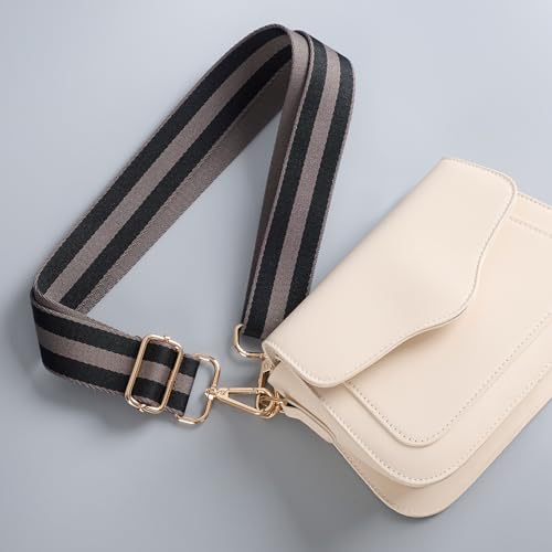 Image of chushui Wide Bag Strap Replacement Crossbody Shoulder Strap Adjustable, Classic Striped Preppy Vertical Stripe Woven with Gold Hardware 29-51 Inches for Purses Handbags Totes