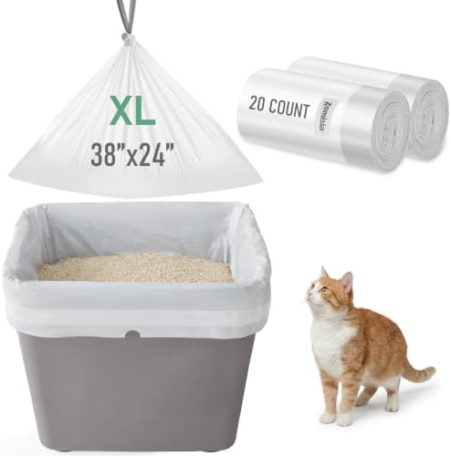 ZOMISIA Top Entry Cat Litter Box Liners - 20 Count 38" x 24" Litter Bags