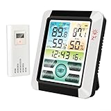 ZWEquipint Stazione meteo digitale con sensore esterno wireless, ampio display LCD a colori per monitoraggio dell'umidità della temperatura interna ed esterna, sveglia e funzione di memoria