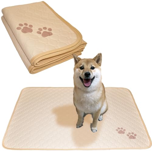 ペットシーツ 洗える 2枚セット ペットマット おしっこマット 猫 犬 おしっこパッド トイレシート 防水 滑り止め 漏れ防止 速乾 超吸収 下敷き ペット用 介護用 多頭買い (ベージュ, サイズL(100×70cm))