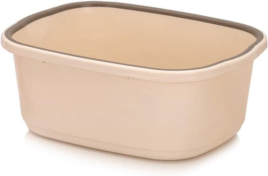 Multipurpose Plastic Tub 20L | Durable Rectangular Washing Tub for Laundry, Bathroom & Storage | Lightweight Household Utility Bucket | Compact Home Use | Off-White