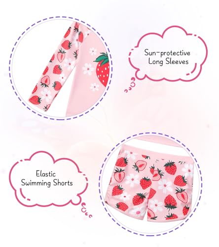 Image of Vogseek 4-10T Girls Rashguard 2 Pieces Long Sleeve Swimsuit Swimwear with Shorts