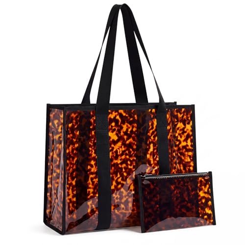 Bolsa Tote de PVC color tortuga con pouch desmontable miniatura 1