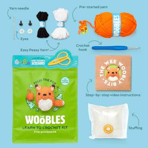 Image of The Woobles Beginner Crochet Kit with Scissor - Felix the Fox
