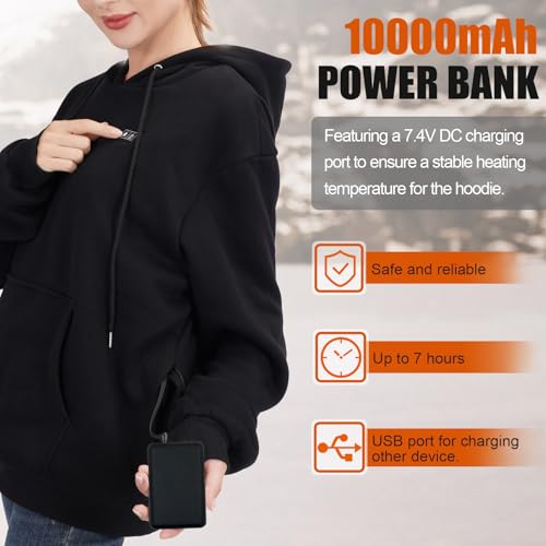Jazvex RPS-028 Heated Hoodie For Men And Women, Mens And Womens Heated Sweatshirt Unisex Pullover With 10000Mah Battery Pack Included thumb #3