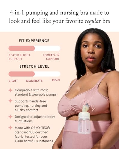 Image of Bodily Do Anything Nursing Bra for Breastfeeding & Hands-Free Pumping | Wireless Pumping Bra, Adjustable Maternity Bra, One Handed Clip-Down Access, Made with OEKO-TEX Standard 100 Certified Fabric