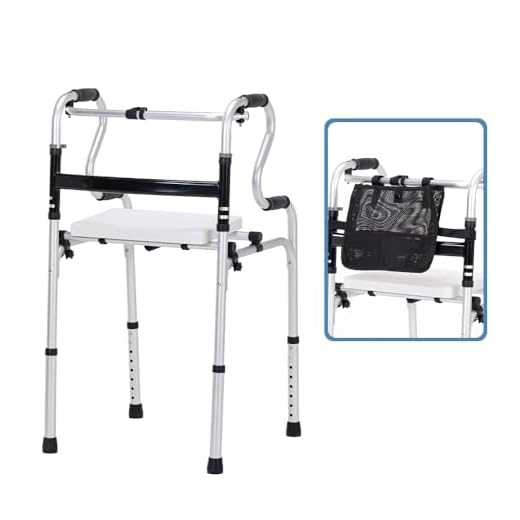 EldHilfe Folding Walker with Seat and Storage Bag,Adjustable Height, 2-in-1 Fixed，Cross Walk Modes, Portable Aluminum Alloy,Walkers for Seniors, Disabled, Mobility-Impaired Users