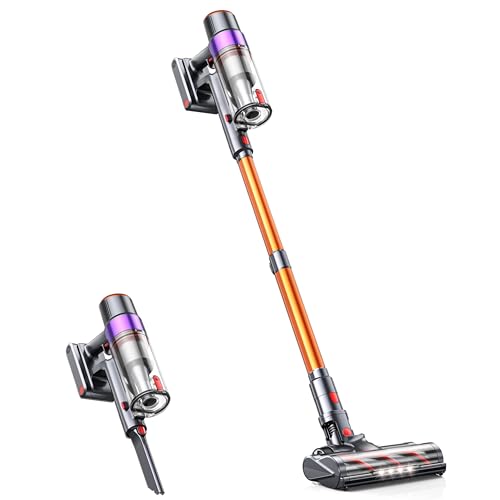 Cordless Vacuum Cleaner, 450W/40KPA 55 Mins Stick Vacuum Cleaner with LED Touch Display, Lightweight Handheld Vacuum Cleaners for Home, Carpet, Pet Hair and Hardwood Floors