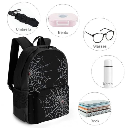 Men Women Polyester Halloween Spiders Web Black Daypack Backpack Large Capacity Carry On Bag With Smooth Zippers for Hiking Picnic Walking Cycling4