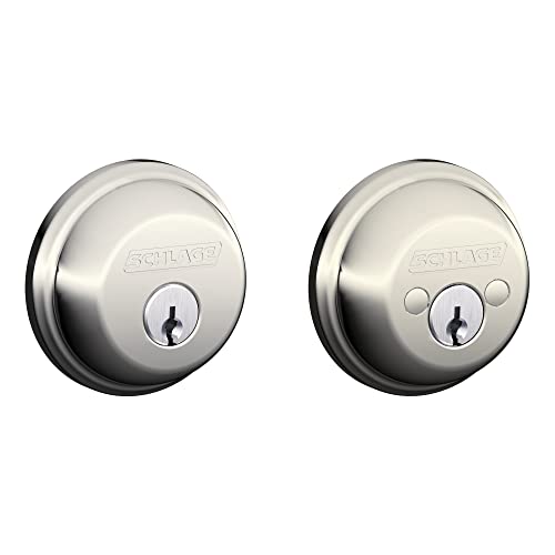 Image of Schlage B62 N 618 Deadbolt with Standard Trim, Keyed 2 Sides, Highest Residential Security, Polished Nickel