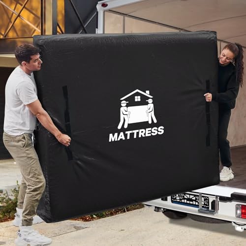 Image of Mattress Bags for Moving, BETU Mattress Protector Waterproof Mattress Cover Queen Size Storage Bags with 8 Heavy-Duty Handles and Zipper for Bed Extra Thick Large Reusable (82 inchx62 inchx15 inch Black)