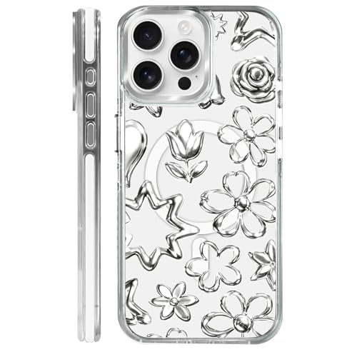 Coque iPhone 15 Pro Max Magsafe transparente aux motifs de fleurs : l'idée cadeau esthétique