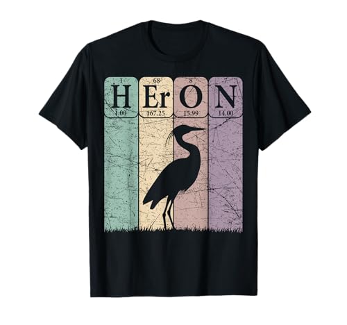 Heron Periodic Table Elements Birdwatching Ornithology T-Shirt