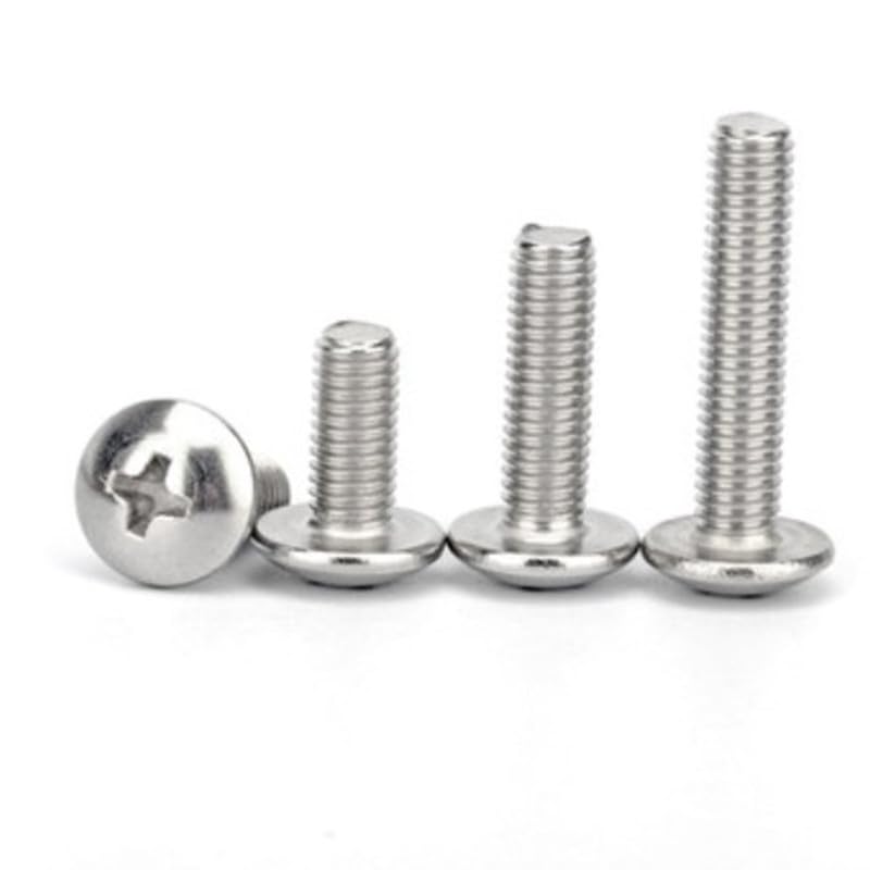 Bullone a Croce Tondo Grande con Testa a Traliccio in Acciaio Inossidabile 304 A2-70 da 1000 Pezzi M2 .5 M3 L = 3-50 mm(12mm,M2.5 1000PCS)