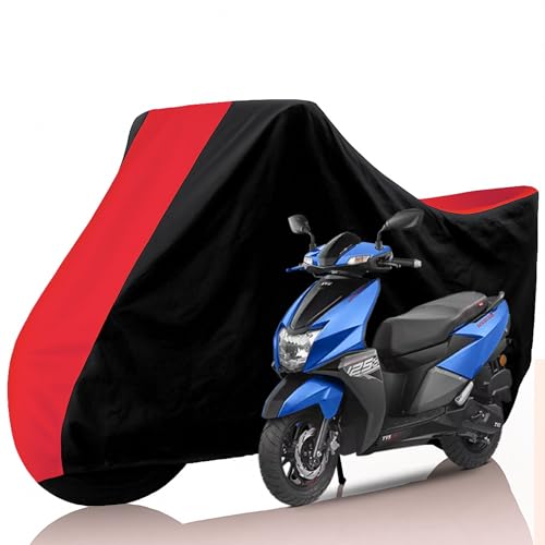 Image of All Weather Protection Two Wheeler Cover for TVS Ntorq 125, Scooter & Scooty | Anti Dust, 100% Water Resistance, Heat Resistant, UV Proof - Triple Stitched | (Black Top Red)