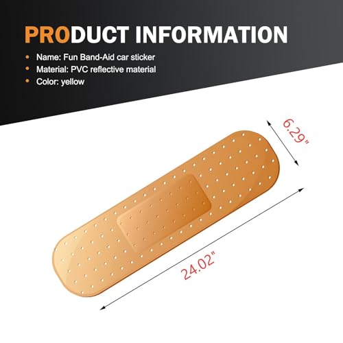 Image of Funny Car Bandaid Sticker, 24.02 inch x 6.29 inch Giant Waterproof Vinyl Bandaid Decals for Scratches /Dents, Universal Scratch Cover Bumper Stickers (Large Size, Yellow)