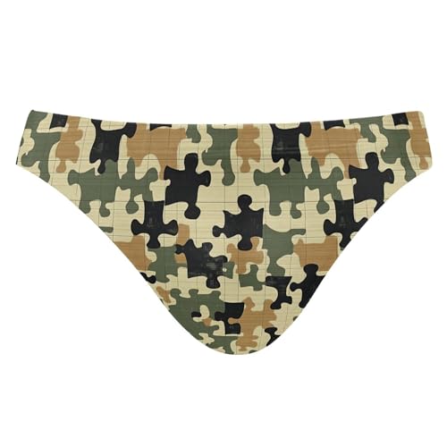 Green Camouflage Swim Briefs for Men Swimsuit Bikini Swimwear S B0405018