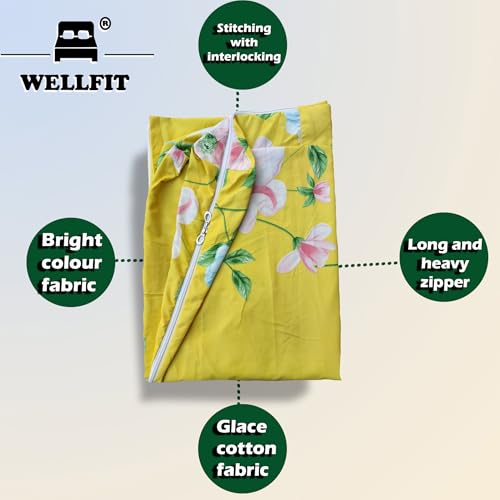 Image of WELLFIT Premium Glace Cotton 300 TC Mattress Cover /Protector for Single Size Bed with Zip /Chain /4x6.25 ft / 48x75x6 inch