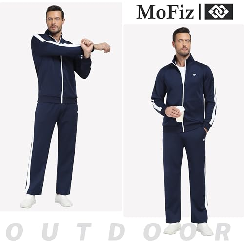 Image of MoFiz Mens Tracksuit Jogging Sports Sweatsuit Comfortable Outfits Casual Athletic Pants Full zip Jacket 2 Piece