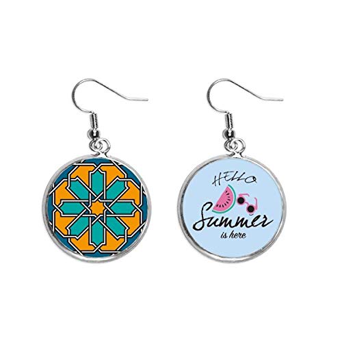 Pendientes de sandía estilo Marruecos con grabado floral abstracto de resina ligera